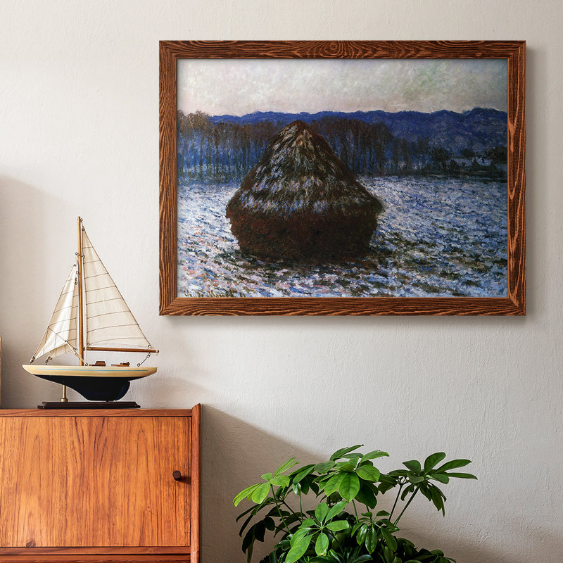 «Haystacks [2]» par Monet, impression sur toile par J Paul, Cadre photo simple érable, H 14 po x l 20 po x P 1,5 po
