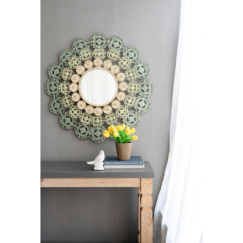 Miroir médaillon en fer forgé élégant et intrigue florale tendance
