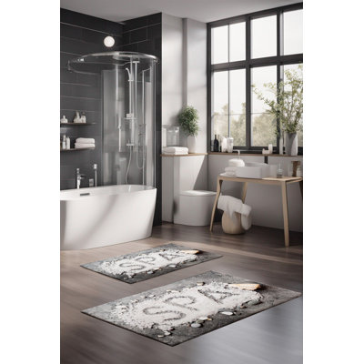 Eakly Luxury Bathmat Set (2 Pieces), 100% Polyester, 16.0 x 23.6 inches & 23.6 x 39.4 inches | Non-Slip Antibacterial Design, 0.3 in Pile Height | Machine Washable, Durable & Easy to Clean | Ideal for Bathroom Décor