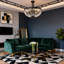 Lustre rond en cristal 23,6 pouces noir - base / interrupteur mural E26