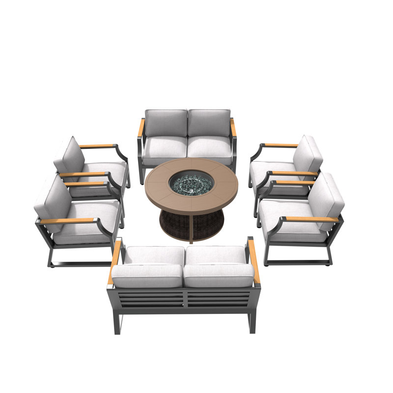 Dejontae 8 - Person Patio Conversation Set with Cushions, Black