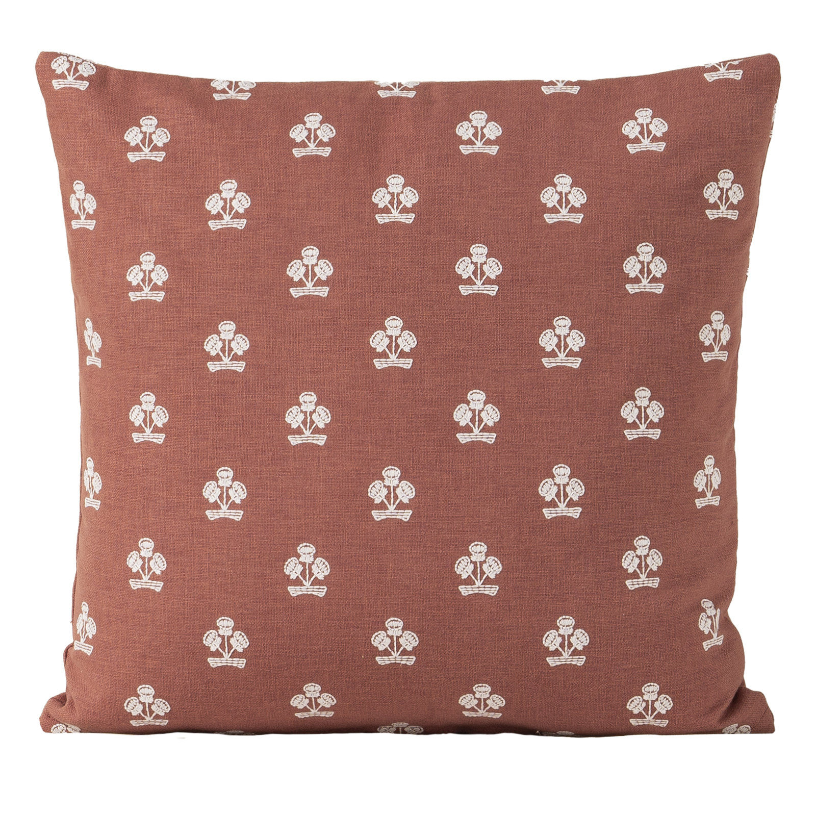 Hamachi Polyester Throw Square Pillow Cover & Insert, Cinnebar Floral 1, Feather, Square 20"