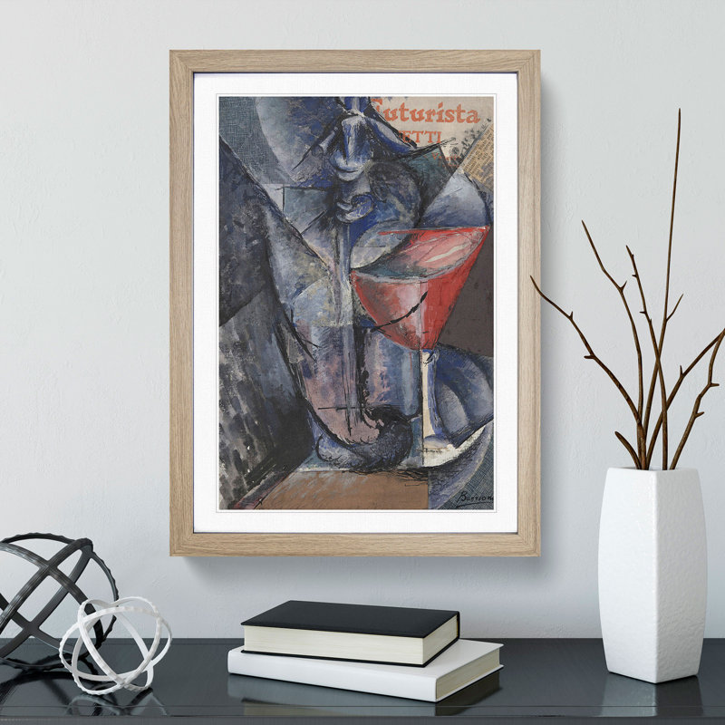 Still Life Glass and Siphon by Umberto Boccioni - Picture Frame Painting, Oak, 65cm H x 48cm W x 2cm D
