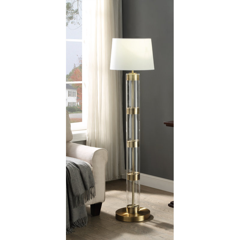 Lampe sur pied 58 po Twinar, Laiton antique