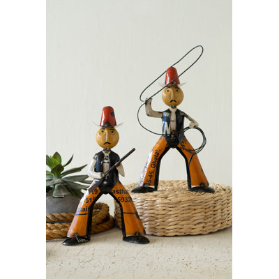  Ensemble de 2 figurines de cowboy en métal récupéré