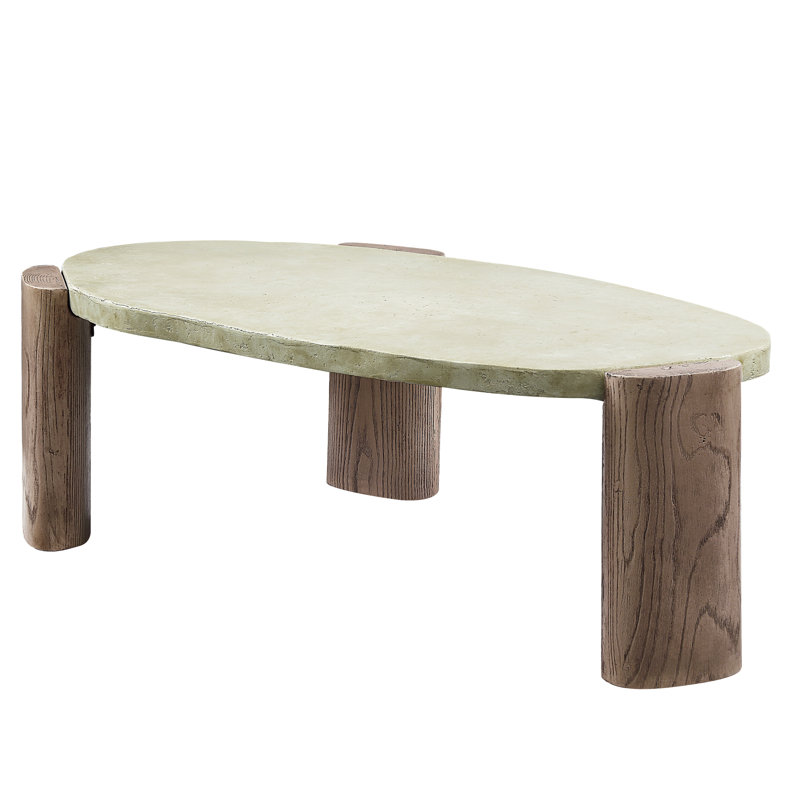 Et table basse au fini chêne et chêne - Béton fabriqué avec style La durabilité à l'esprit convient à un décor moderne et rustique d'une épaisseur de plateau de 27,48 po P, 45,95 l, 15,96 H, 64,96 lb. Poids fini par la construction, épaisseur