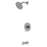 Trova Round Pressure Balance Tub / Shower Trim Kit With Rain Head Brushed Nickel