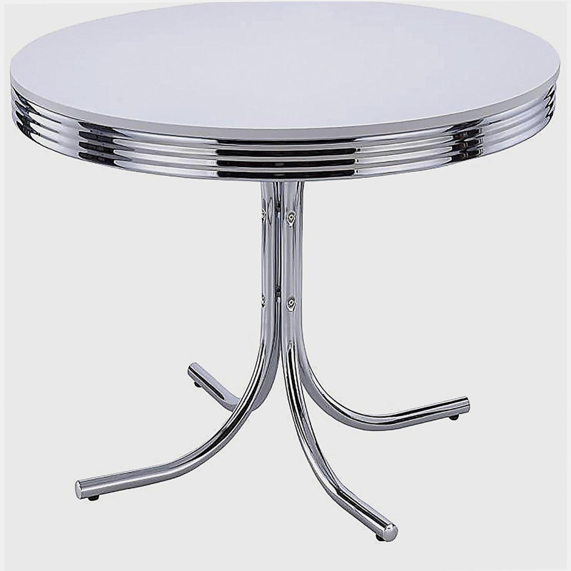 White and Chrome Circular Dining Table