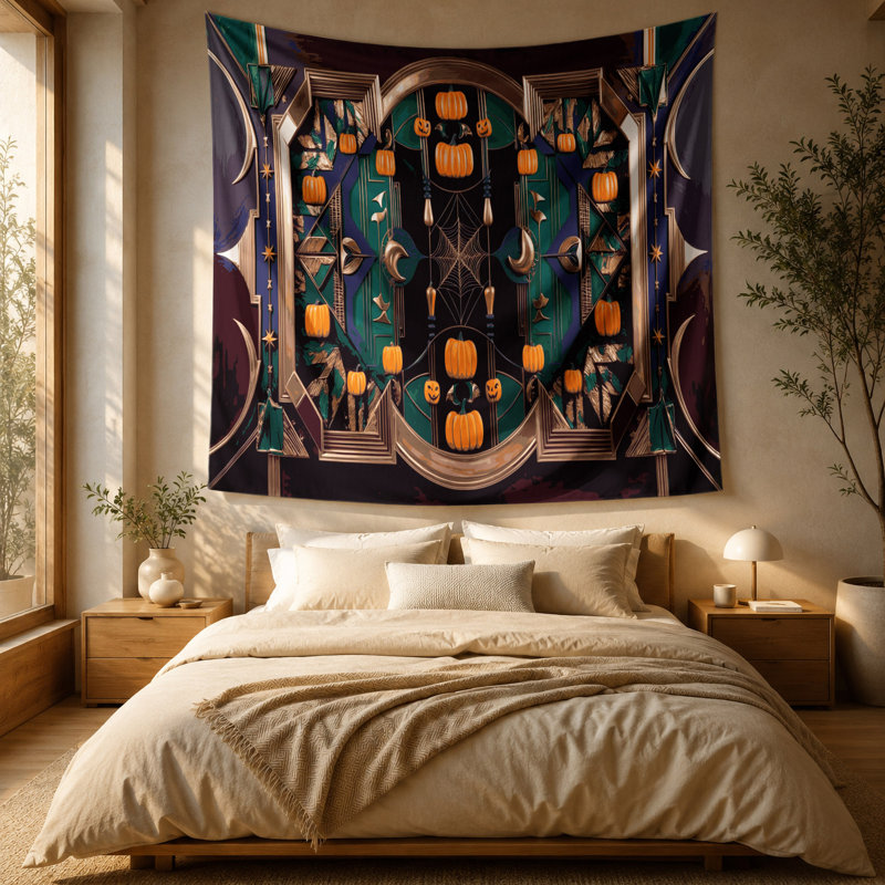 Tapisserie murale d'Halloween Art déco, 51 po x 60 po