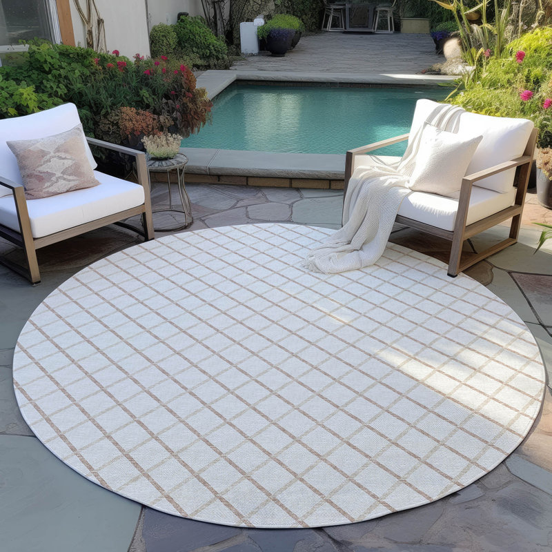 Tapis intérieur / extérieur Loreen avec envers antidérapant, Rond 8 pi