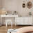 82.68"Cream style L-shaped dressing table with a vanity mirror