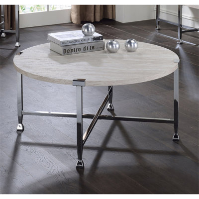 Table basse ronde avec cadre en métal
