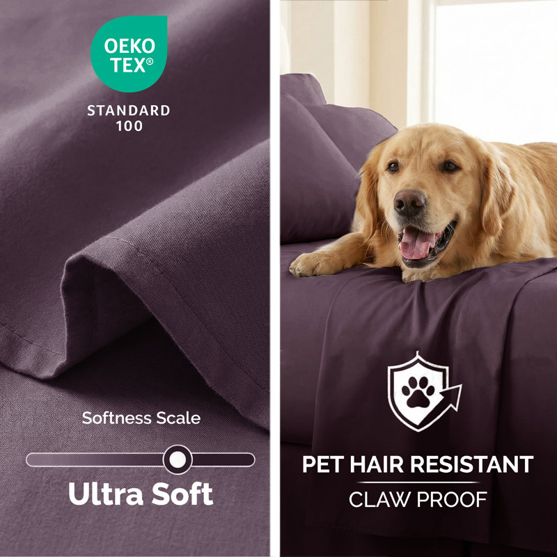 Vilano Oversized 132 inch x 110 inch Microfiber XL Flat Sheet wrinkle resistant for deep mattresses, Purple