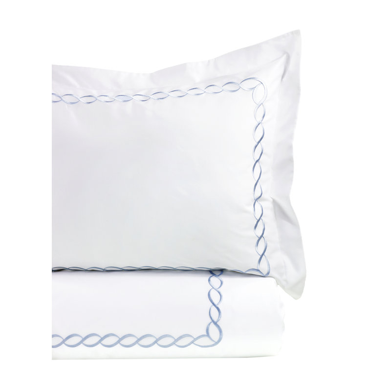 Avellana Modern & Contemporary Sateen Duvet Cover, Queen Duvet Cover + 2 Shams, Blue/White