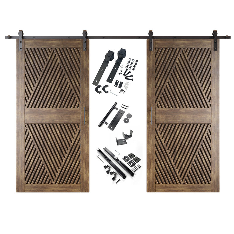 Ensemble de quincaillerie pour porte de grange non assemblée et fini en noyer foncé 26 po x 84 po Homquer, 26 po x 84 po