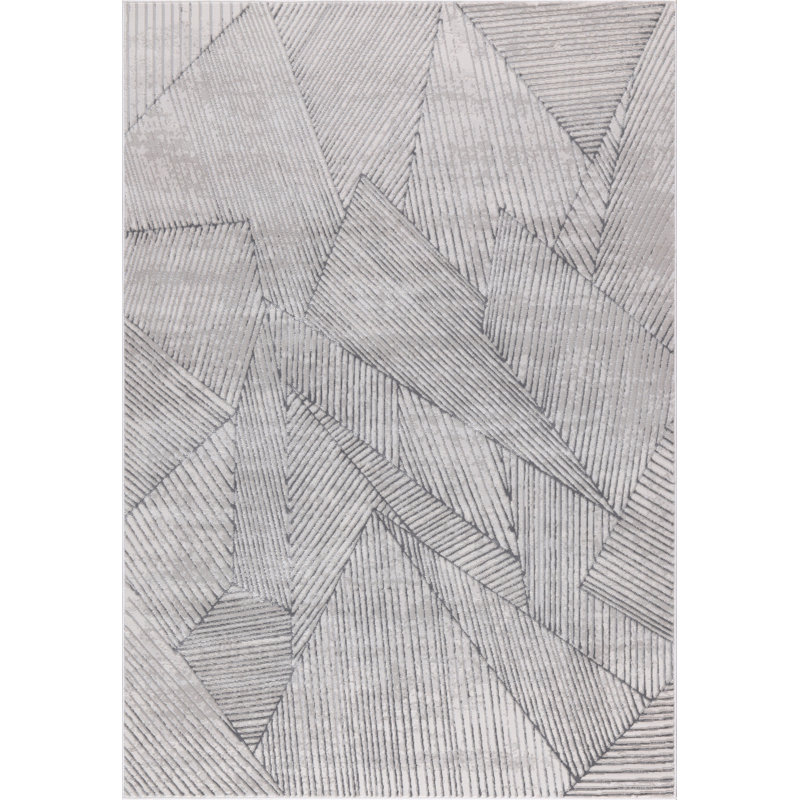Figueroa Collection Abstract Geometric Neutral Area Rug, Rectangle 7'8" x 10'9"