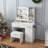 Vanity Desk with LED Mirror, Power Outlet, and Spacious Storage for Makeup and Accessories-1981994469