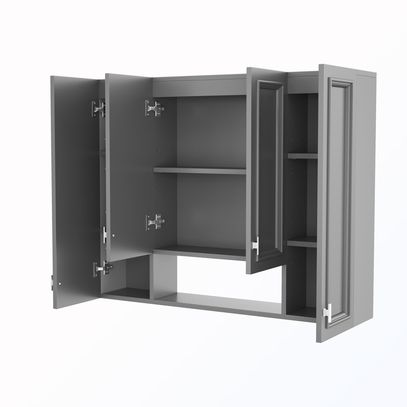 Wallmounted Softclosing Bathroom Cabinet With Adjustable Shelves, Gray