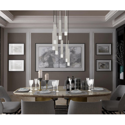 Troy 8-Light LED Hexagon Pendant, 24" H × 16" W, Gun Metal