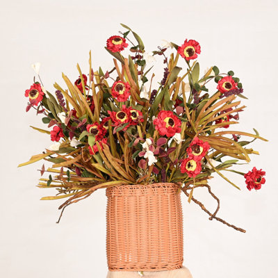 Arrangement floral de marguerite artificielle, jour de l'Action de grâce, grappe, feuillage, baies, fausse fleur, décoration de table, bureau à domicile