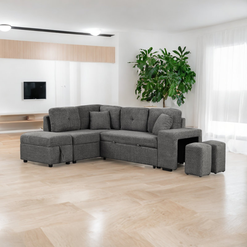 Canapé modulaire 5 pièces Gokhan, Gris chenille
