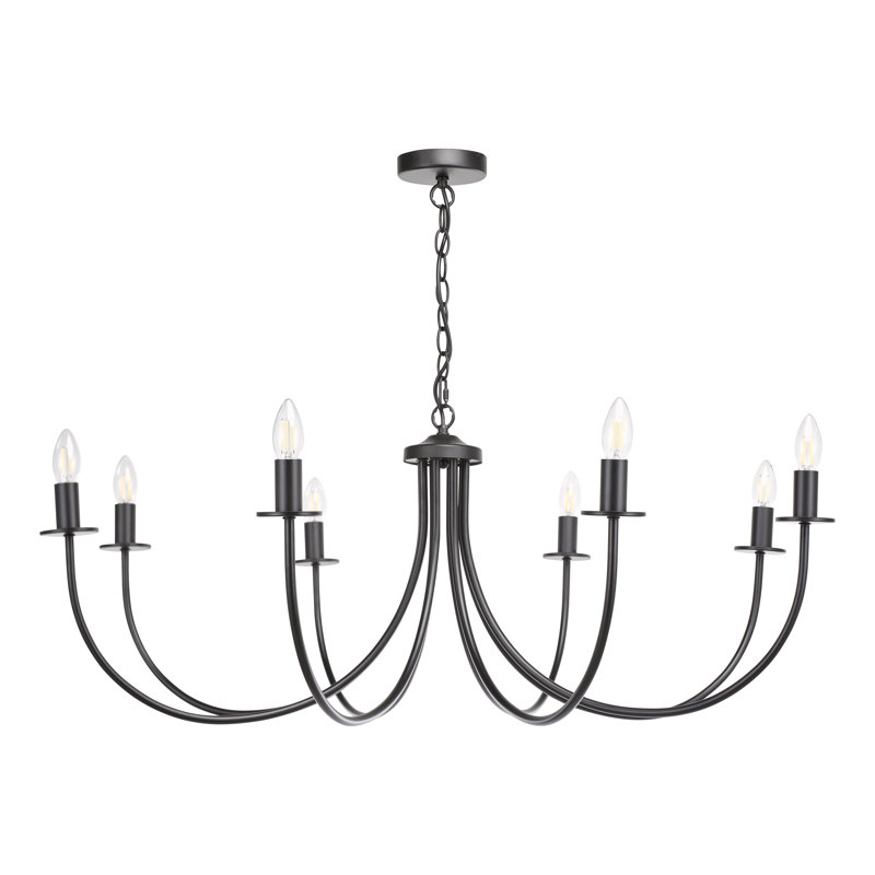 - Light Matt Black Pendant, 285cm H x 100cm W x 100cm D, 8 Lights
