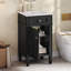 Ensemble de meuble-lavabo autoportant de 18 po avec lavabo en céramique, ensemble de meuble-lavabo simple autoportant avec porte à fermeture douce, tablette réglable, style français, pieds pleins-1372524854