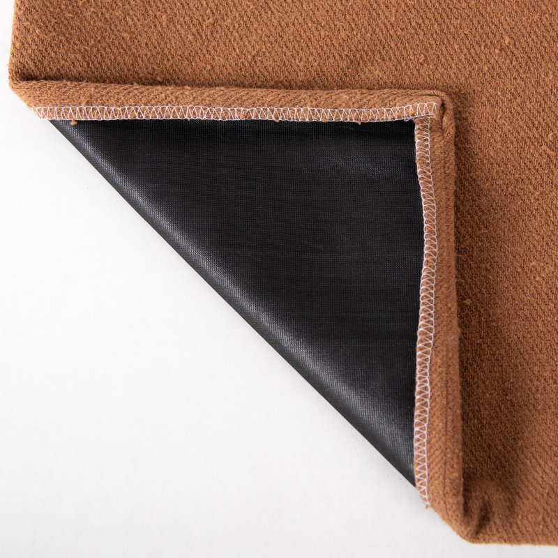 Saddle Brown Faux Leather and Cotton Boucle 20" Down Filled Pillow