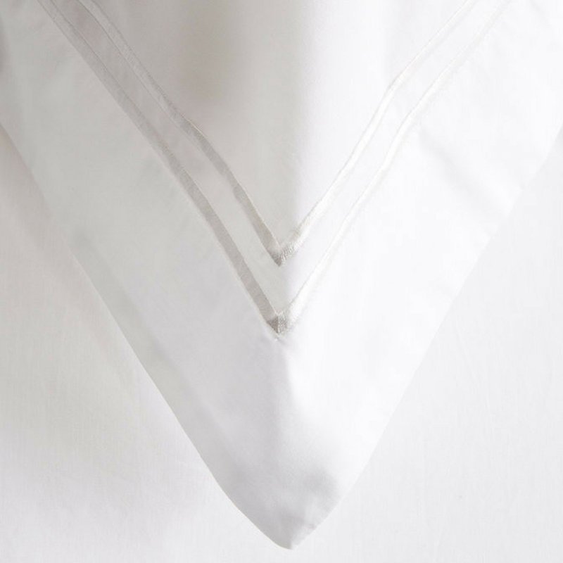 Ensemble de housse de couette en coton Ella Jayne avec coutures en satin 3 pièces, blanc avec coutures en satin blanc, Blanc