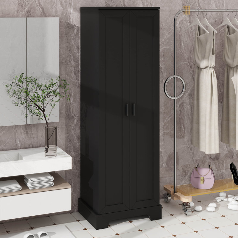 Armoire de rangement de salle de bain avec 2 portes, armoire de plancher avec tablettes réglables, pour salle de bain, cuisine, salon, bureau