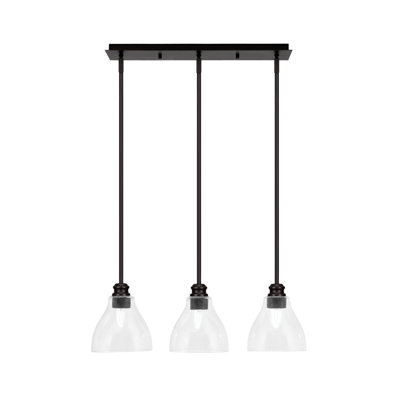Edge 3 Light Linear Pendalier Shown With 6.25" Clear Bubble Glass
