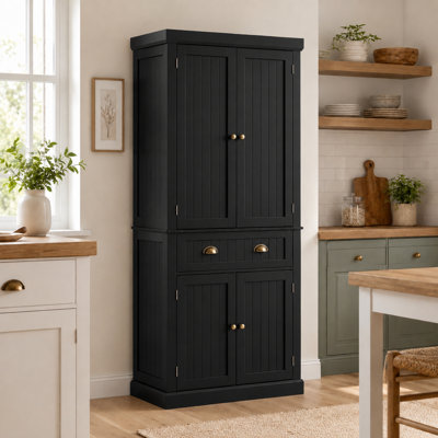 Armoire de cuisine 72 po avec 4 tiroirs, salle à manger - noir