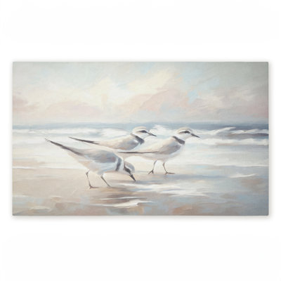 Tapis de porte d'extérieur imprimé Blue Haven Bay Sandpipers, par Ramona Murdock, 18 po x 30 po