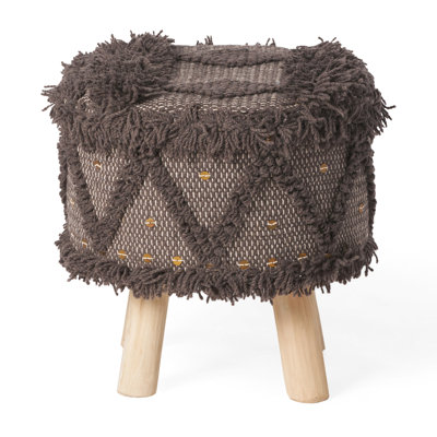 Handmade 16.41" - Combining Wool & Cotton And Strong Eucalyptus Wood 16 Inch Square Stool Upholstery Base