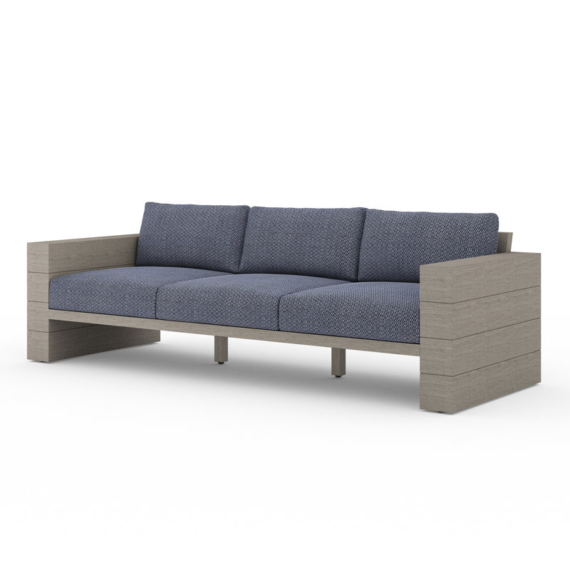Tsubaki 96" Wide Patio Sofa, Weathered Gray, Charcoal Polypropylene/Olefin