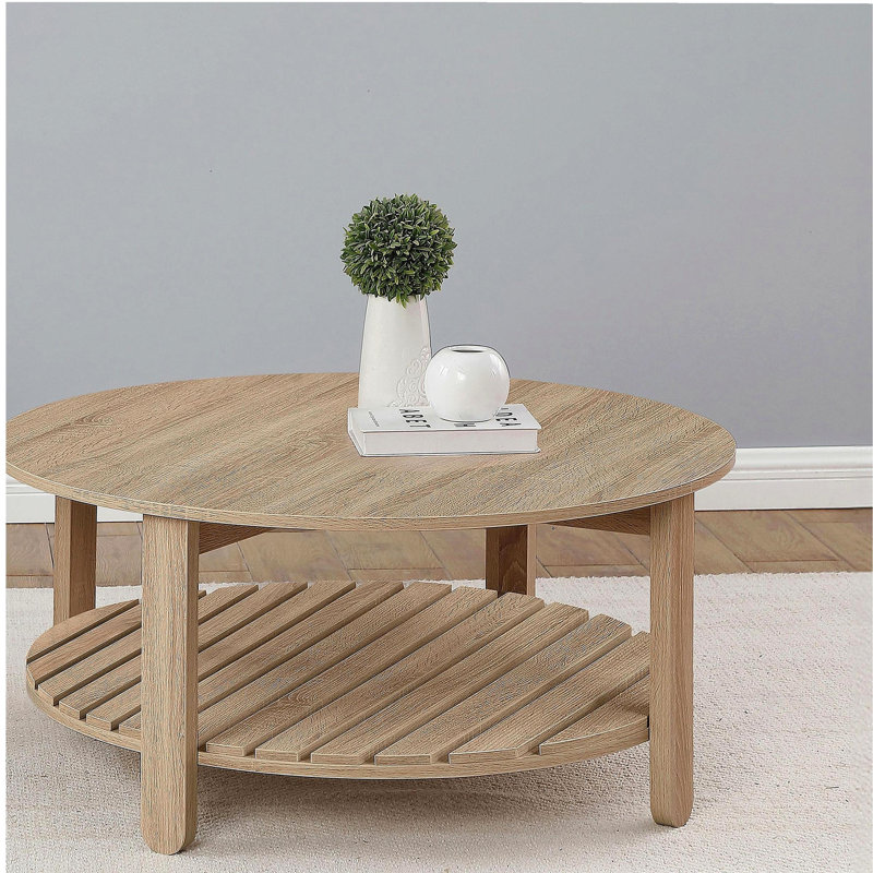 Table basse ronde en bois d'ingénierie à 1 tablette Altos Natural