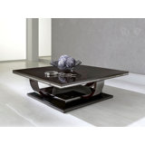 Solid Wood Floor Shelf Coffee Table with Storage