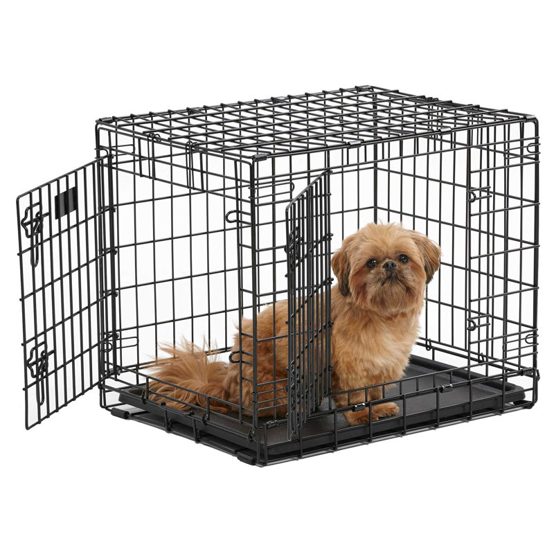 Extra Small Black Rolling Metal Dog Crate with Divider