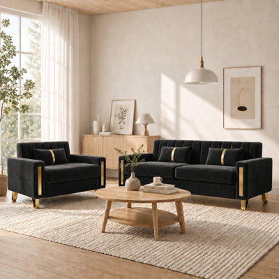 2-piece Velvet Cushioned Sofa Living Room Set