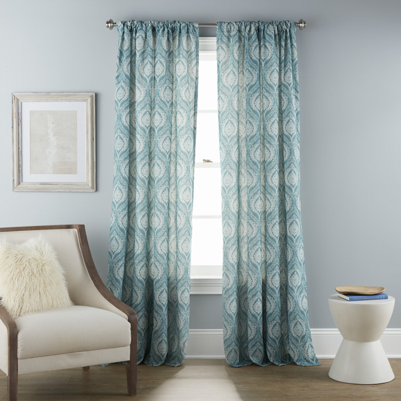 Rainsville Semi Sheer Curtain Single Panel, Teal