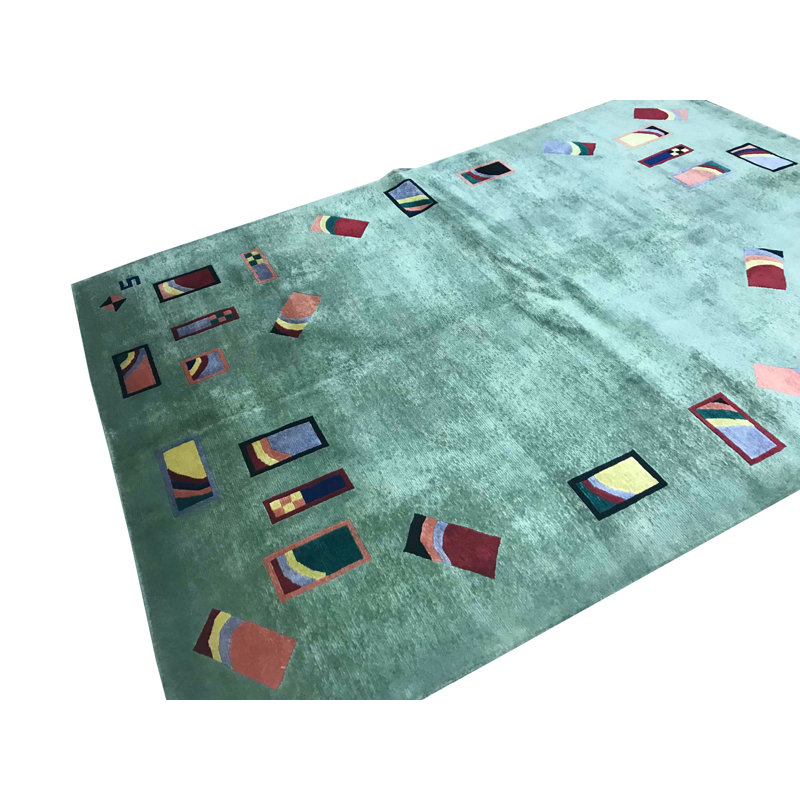 Hand-Knotted High-Quality Green Area Rug