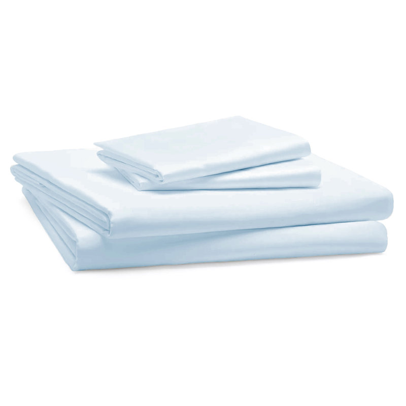 Bukurie Cotton Blend Percale Fitted Sheet, Blue, Kingsize (5')
