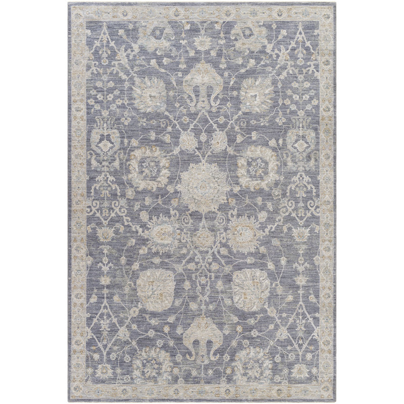 Tapis gris / bleu Garlef, Rectangle 2 pi 7 po x 4 pi