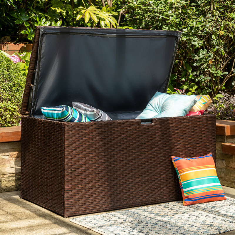 Brown Wicker 140 Gallon Outdoor Storage Deck Box