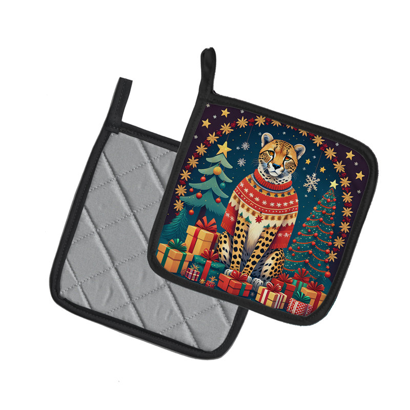 Paire de porte-pots de Noël guépard