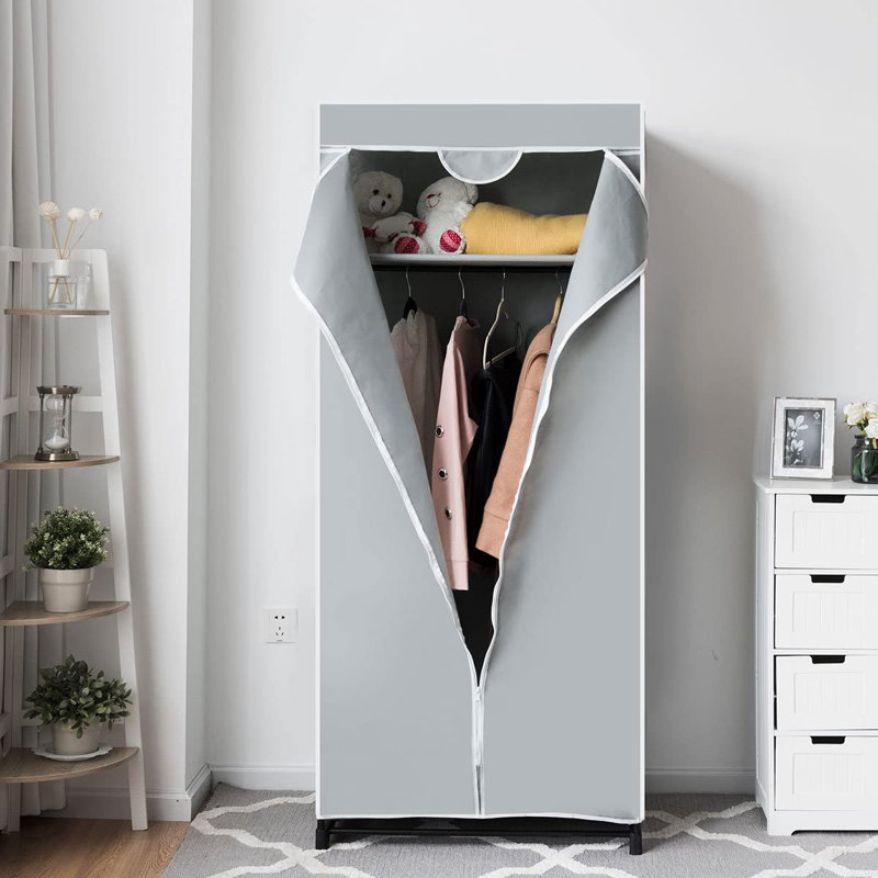 Twicken 50cm Rolling Portable Wardrobe, Grey