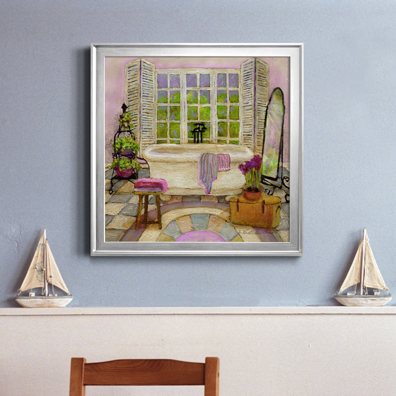 Sunny Day Bath II - reproduction d'art sur toile, H 34,5 po x l 34,5 po x P 1,5 po, Toile encadrée argentée
