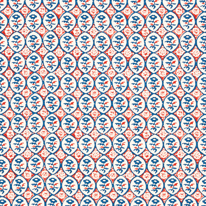 Josiane Floral Fabric, Rouge/Navy