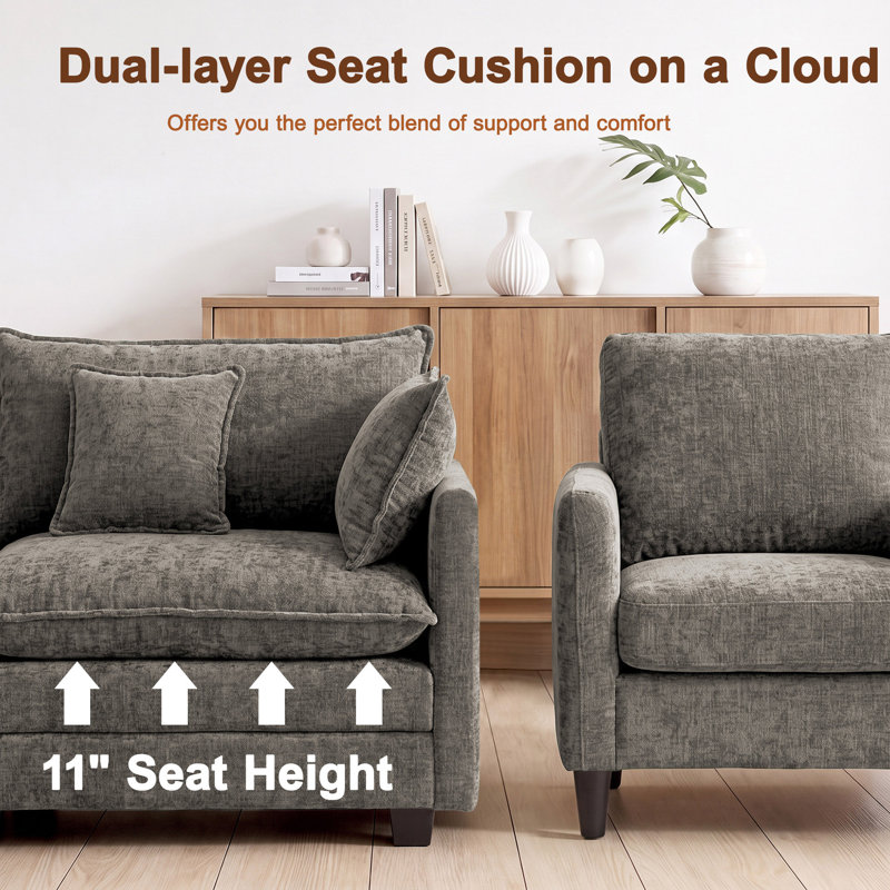 Upholstered " Chenille Sofa, 70", Grey