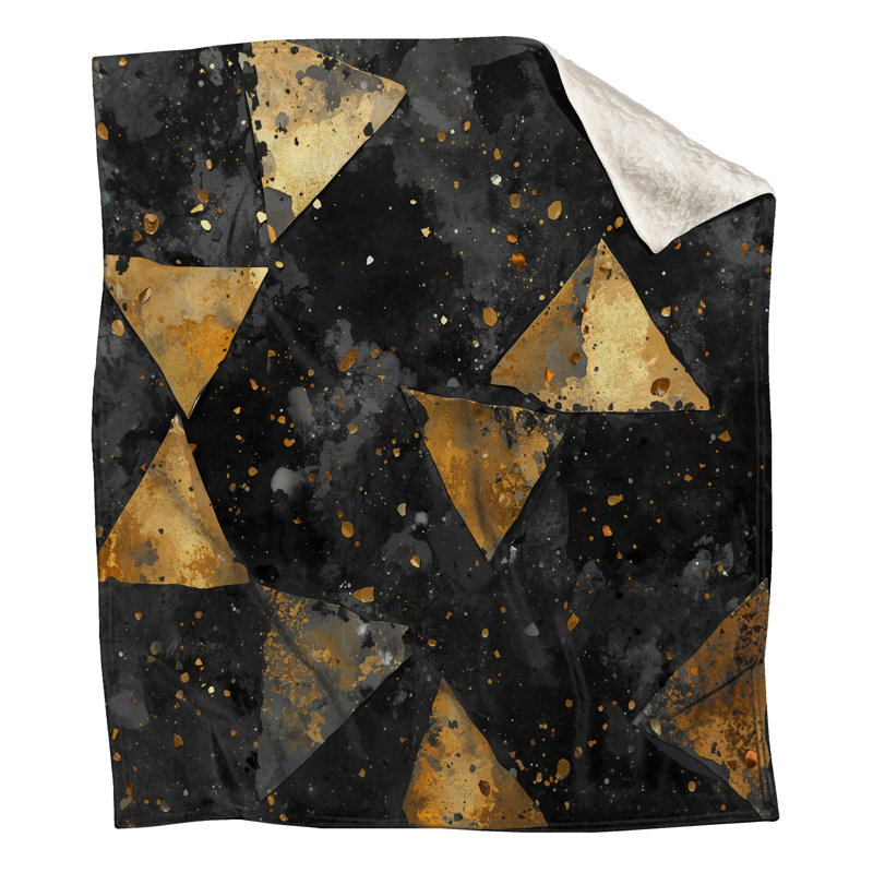 Gold Triangle Abstract Blankets, 50in W x 60in H